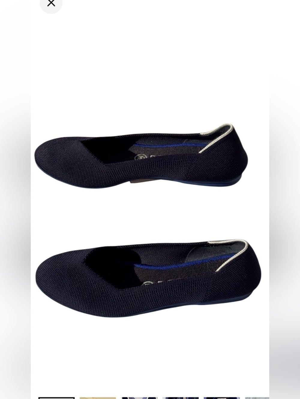 Rothy’s The Point Women’s 7.5 Navy Blue Knit Pointed Toe Ballet Flats